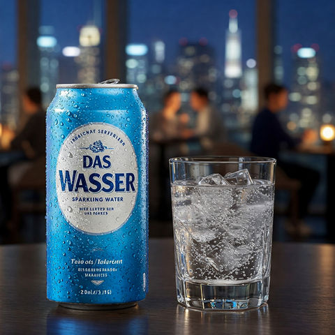 product shot water can over skyline ai generated 