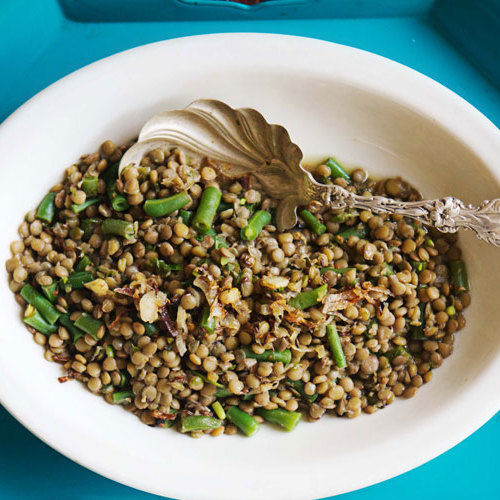 Brown lentil dal with green beans