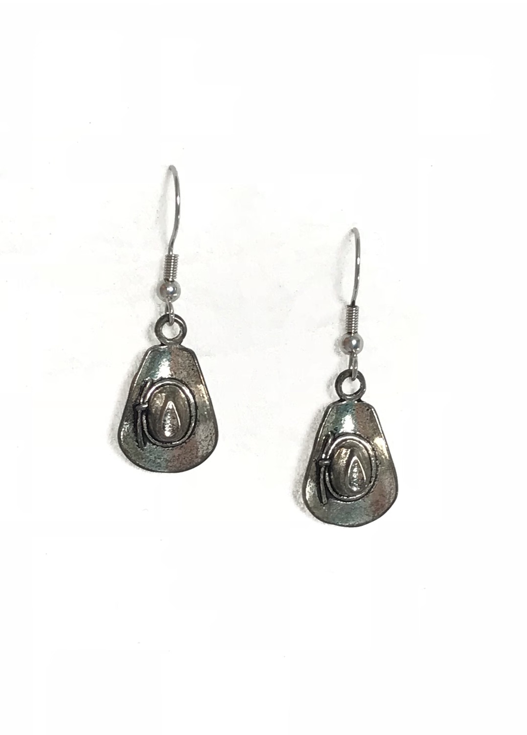 Thumbnail: Cowboy Hat Earrings - Antique Silver