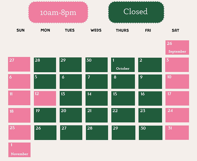 Pink Pumpkin Patch Dates