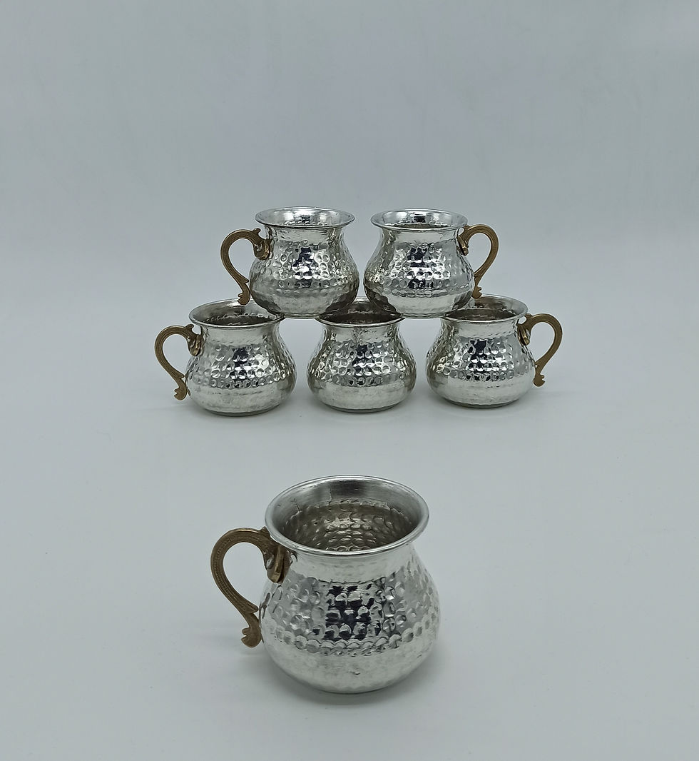 Küçük resim: Bakır Mini Bardak Dövme Kırmızı 6’lı set