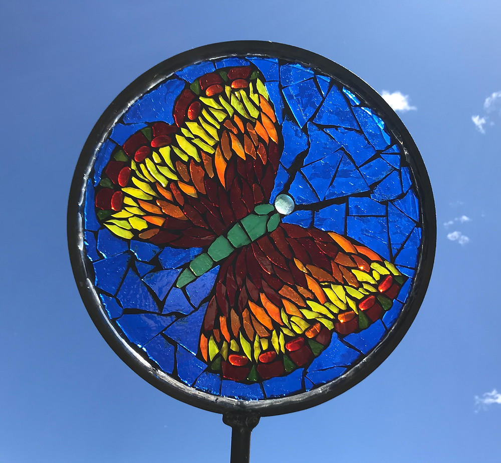 glass on glass mosaic garden art