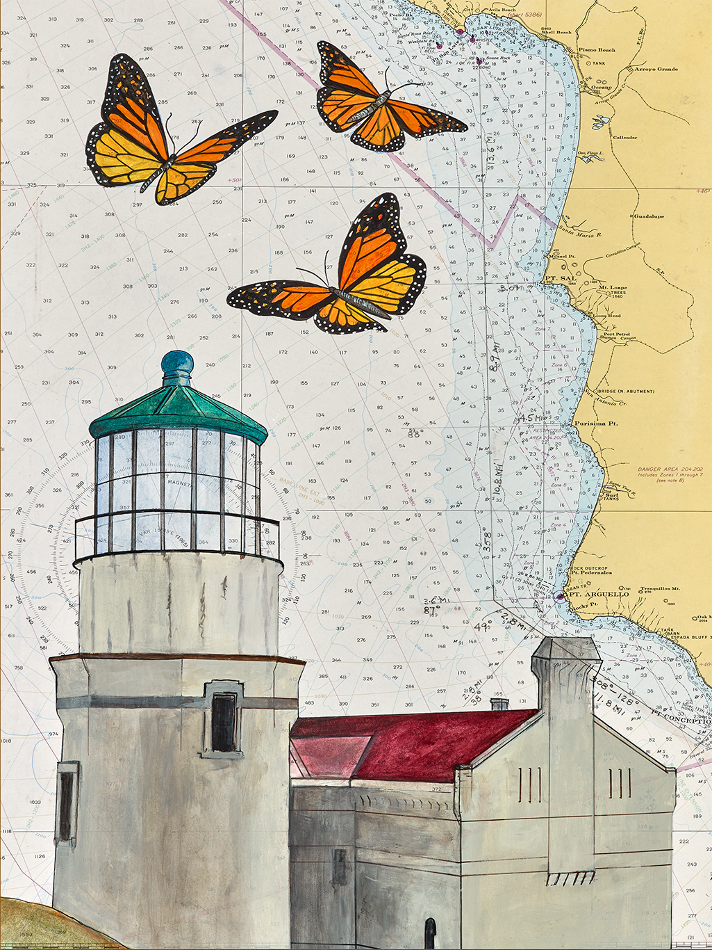 Point Conception Lighthouse - Point Conception to Pismo Beach, CA 1960's chart