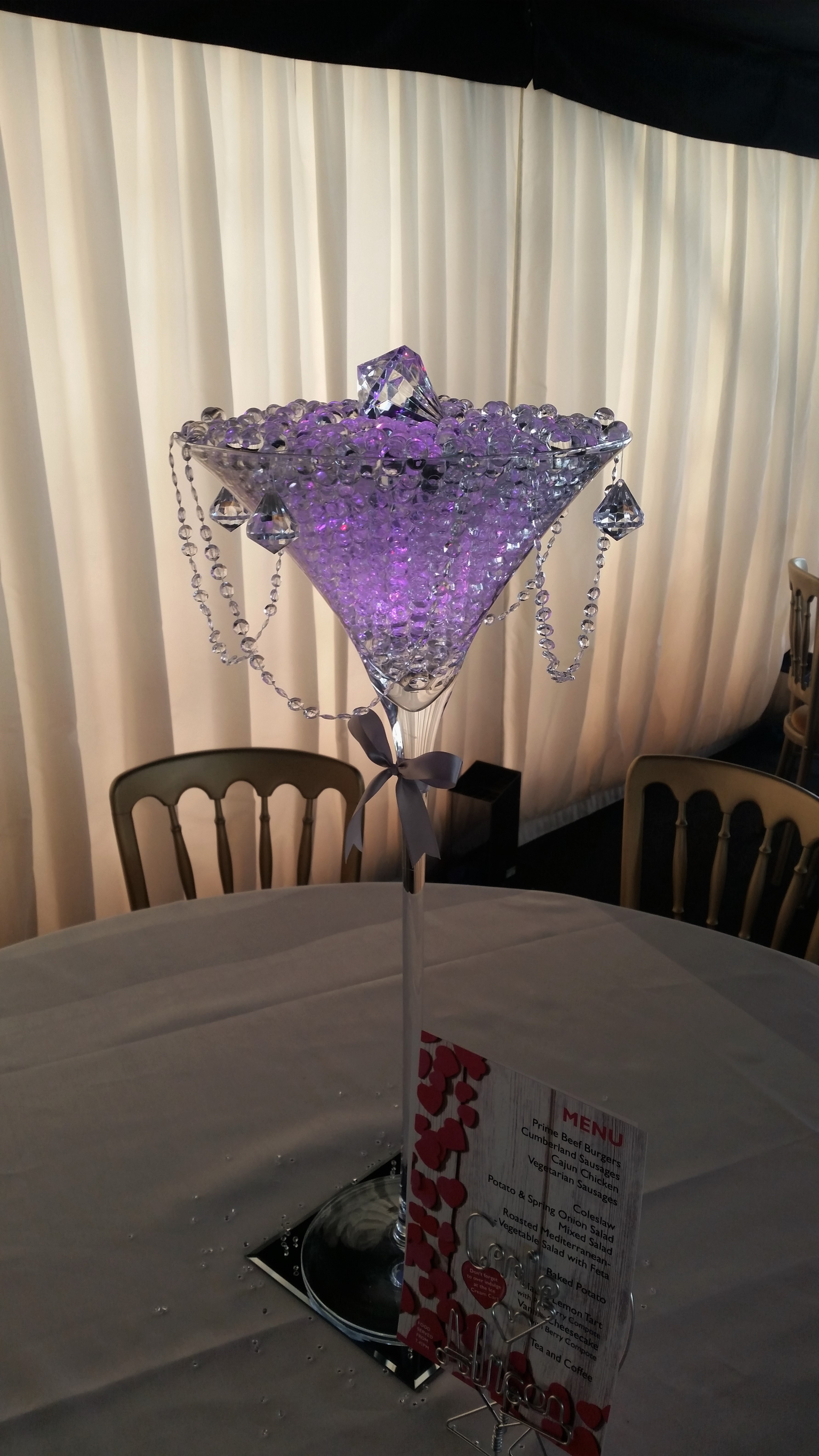 Martini Glass Table Centrepiece Hire in Hertfordshire Sororio Events