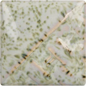 Mayco Lily Pad ceramic glaze fired to Cone 6, cream with brown/green specs