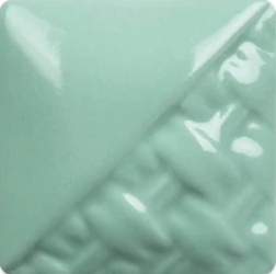 Mayco Aqua Gloss ceramic glaze fired to Cone 6, glossy aqua (who would have guessed)