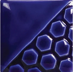 Mayco Mirror Blue ceramic glaze fired to Cone 06, dark blue shiny