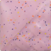 Mayco Lilac Speck ceramic glaze fired to Cone 6, pinkish-purple with colored sprinkles
