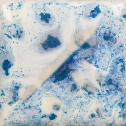 Mayco Tidal Wave ceramic glaze fired to Cone 6, cream with blue specs