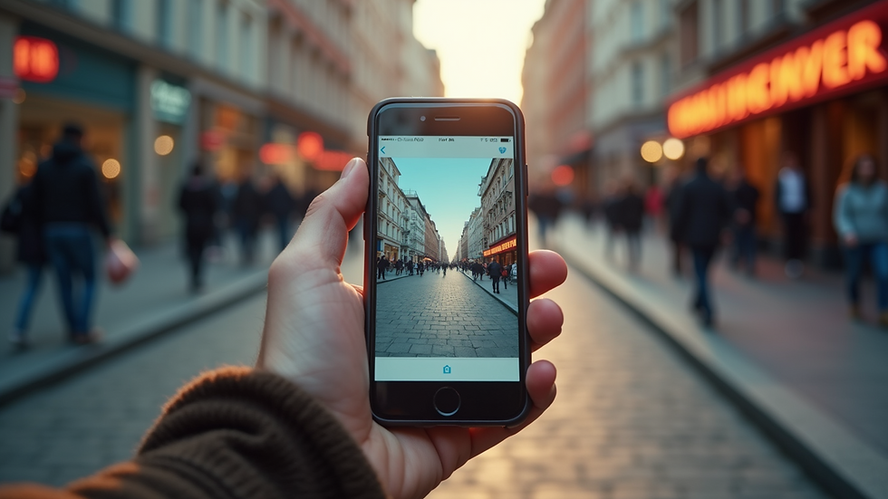 Eye-level view of a vibrant Instagram feed on a smartphone