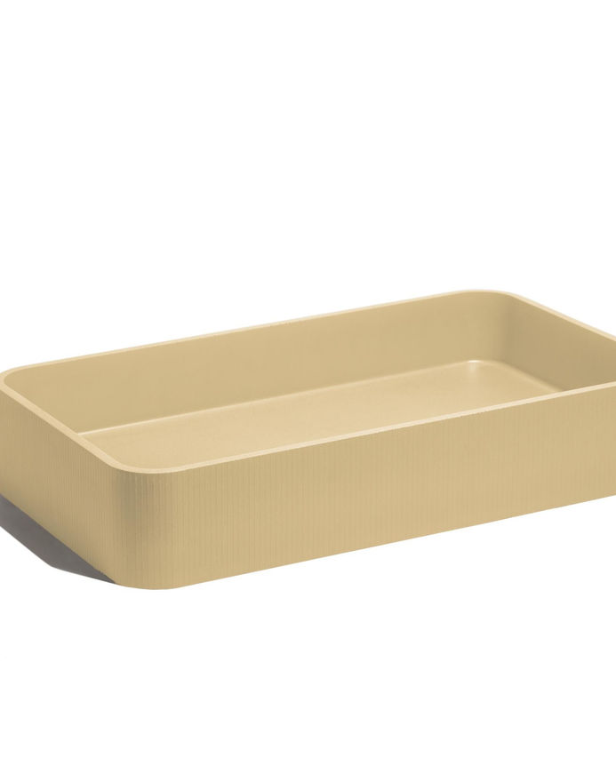 Miniatura: Savo Rectangular Fluted Modern Concrete Vessel Sink Washbasin Mexico Handmade Lu
