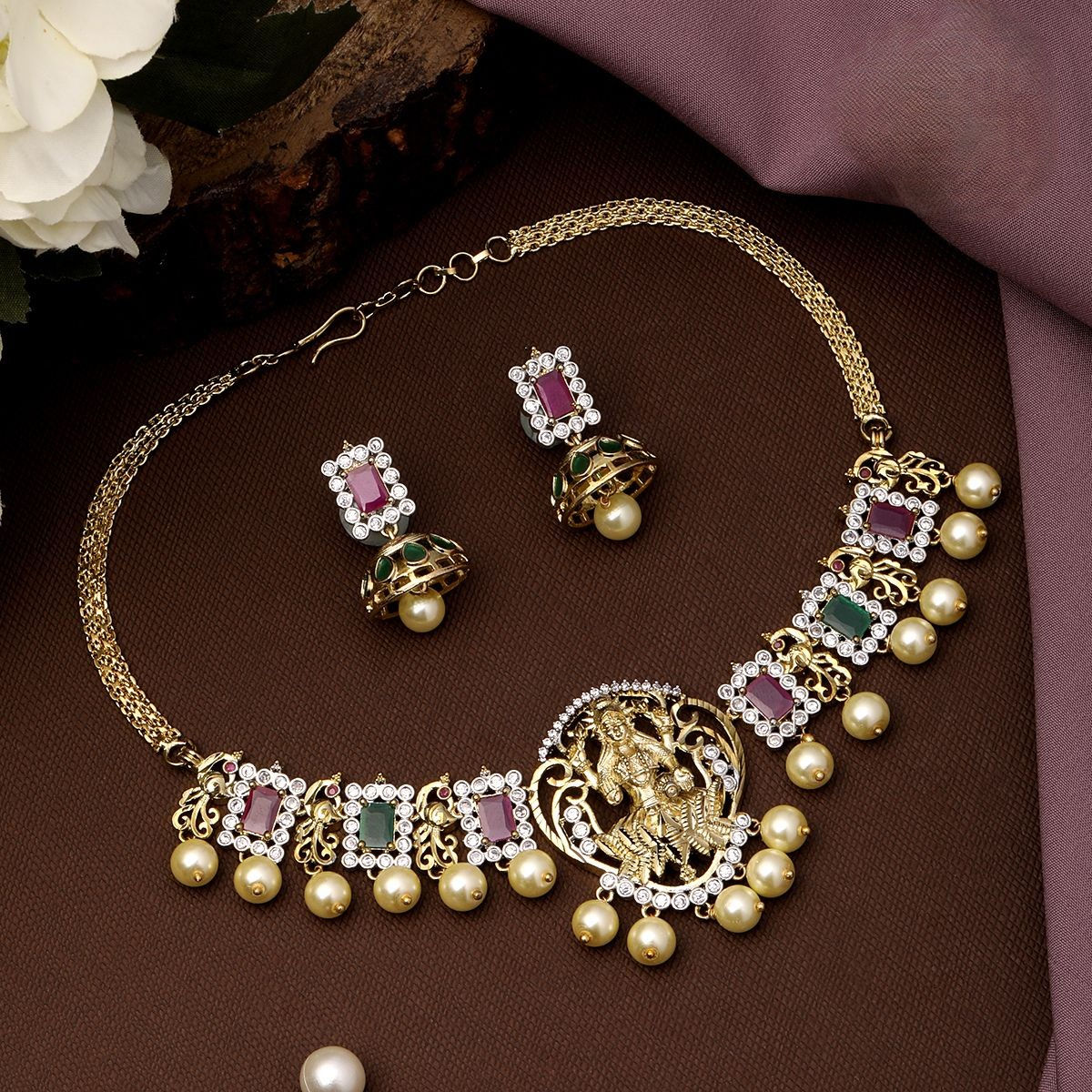 Traditional Copper Lakshmi Choker Set