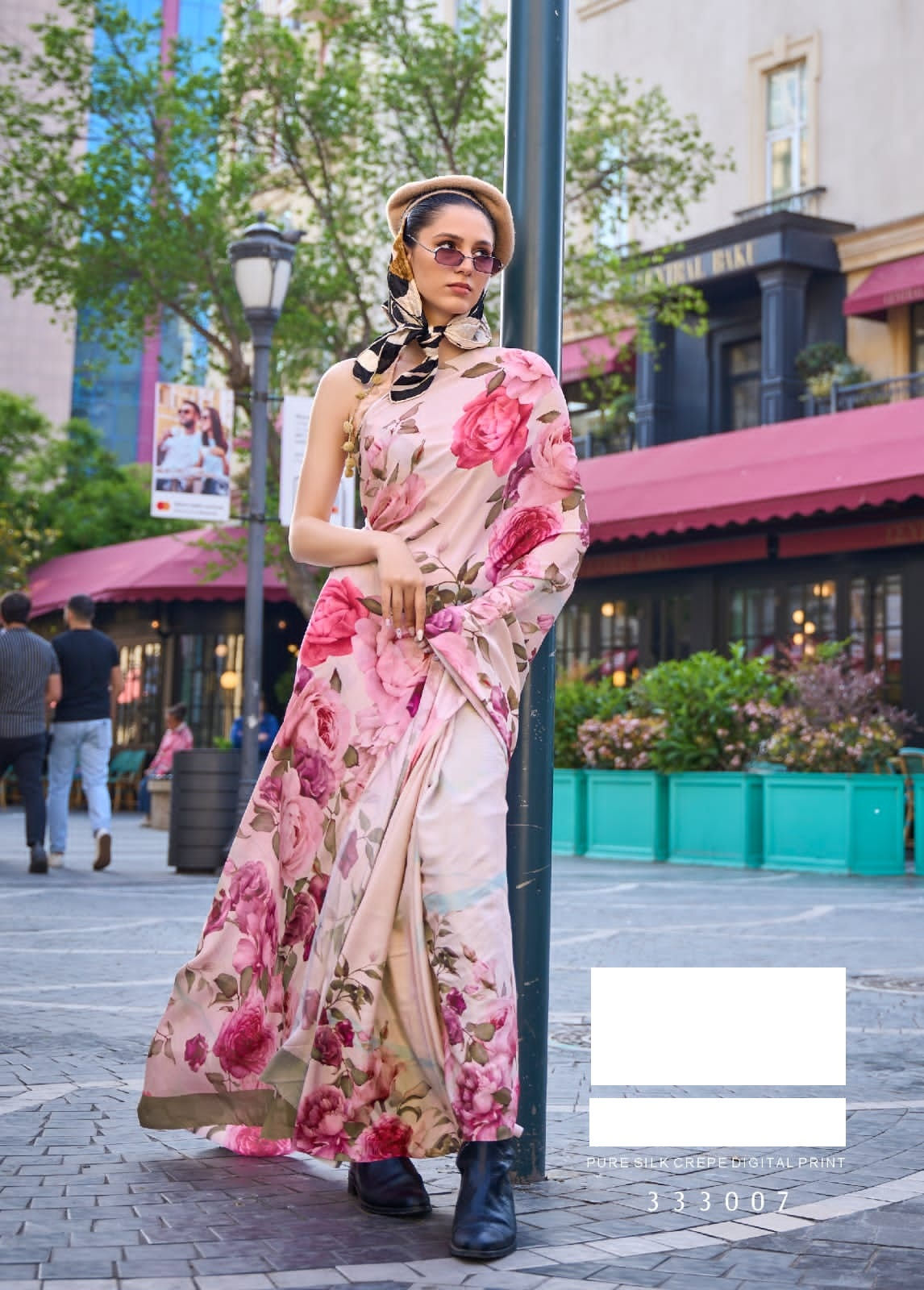 Digital Printed Silk Crepe Saree
