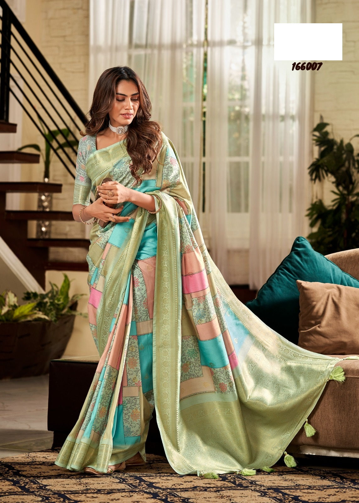 Printed Silk Saree with Woven Borders