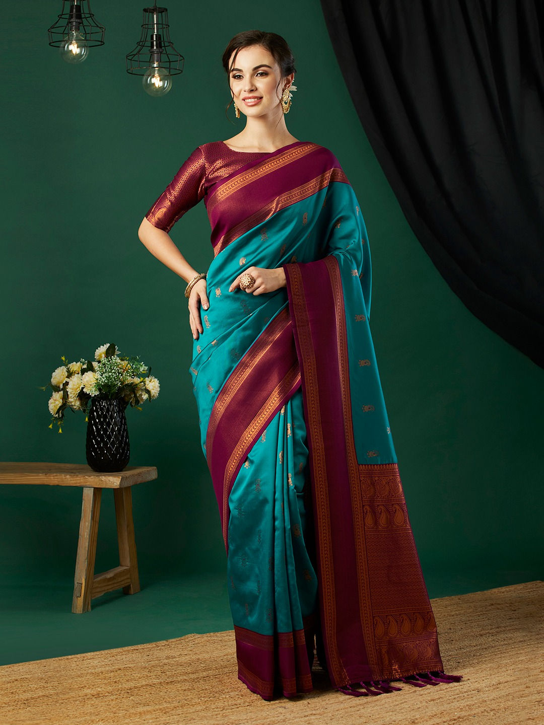 Two Tone Soft Silk Woven Saree
