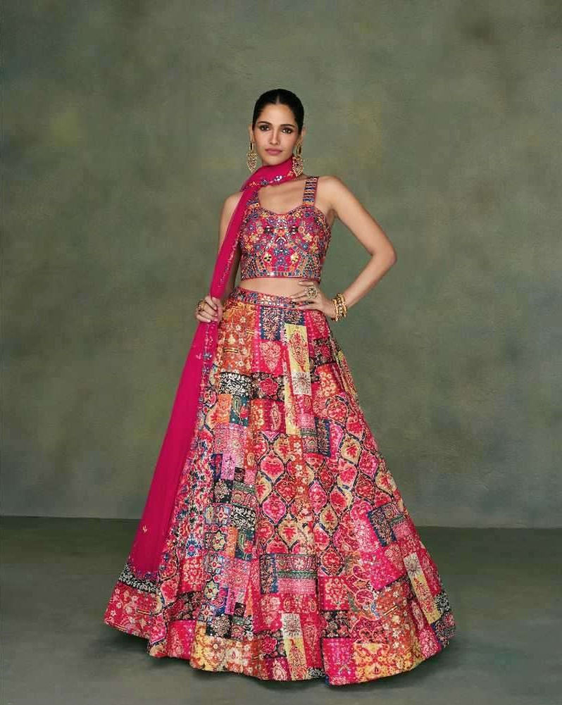 Embroidered Silk Lehenga- Premium