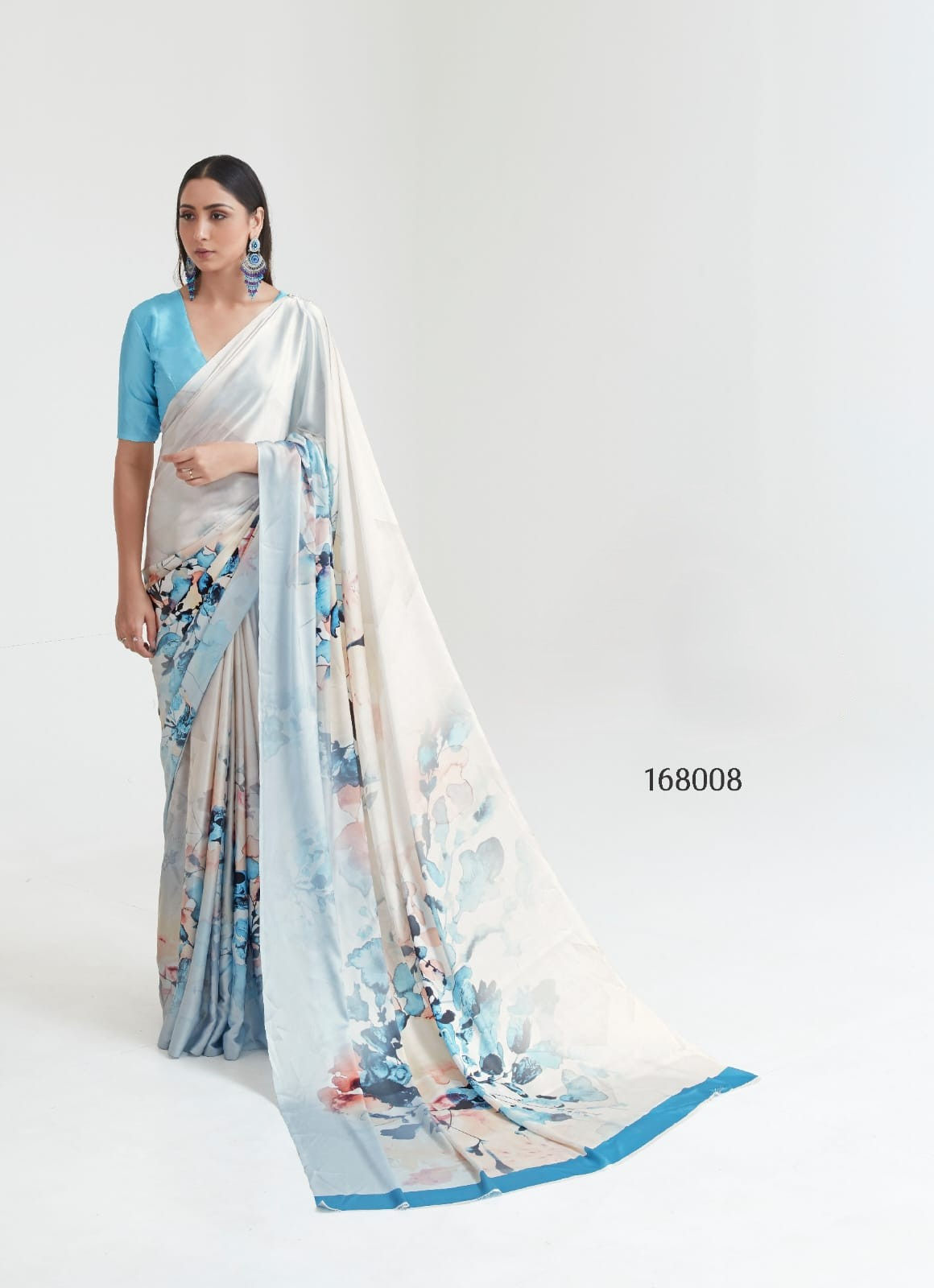 Digital Printed Pure Satin Saree