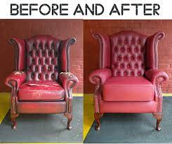 Before and after leather arm chair
