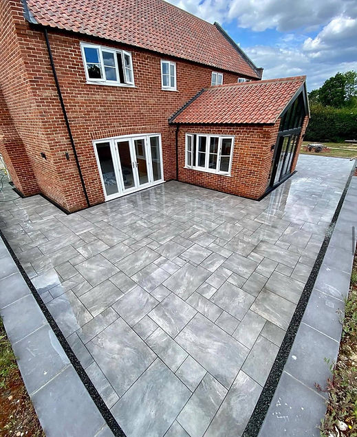 Extra large patio around house