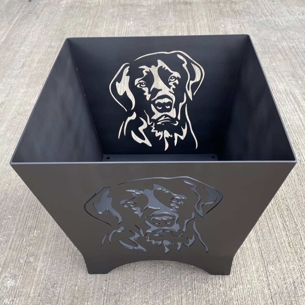 50cm Square Fire Pit - Labrador Dog