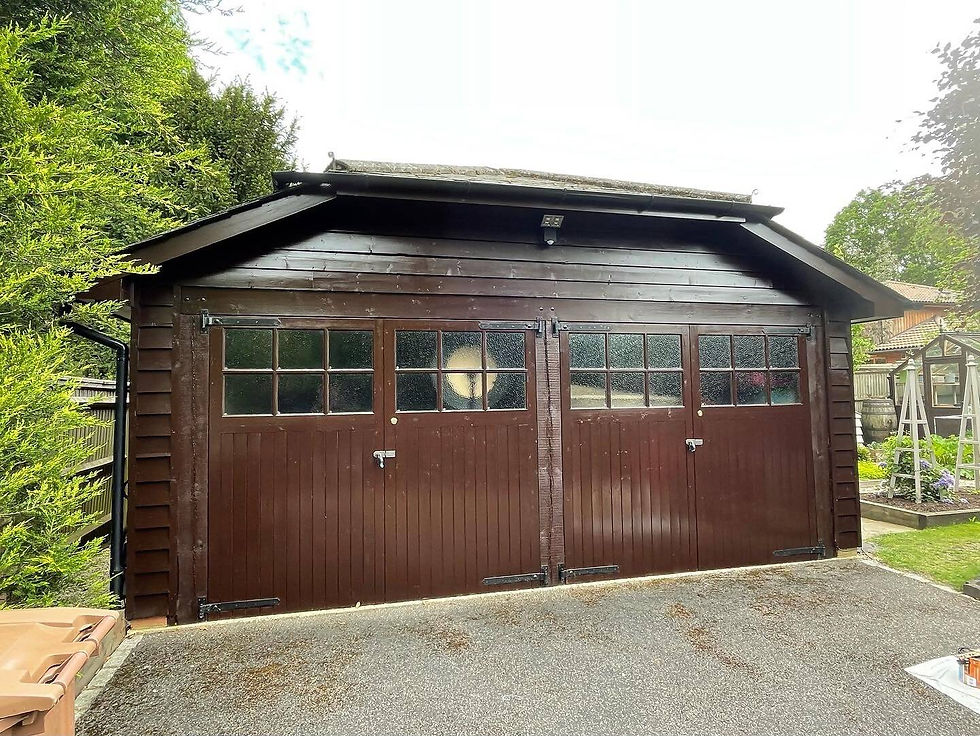 Newly painted double garage