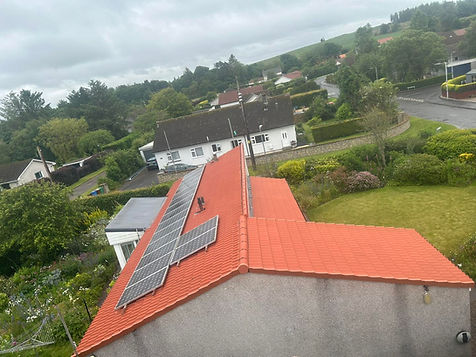 New roof with solar panels on residential home