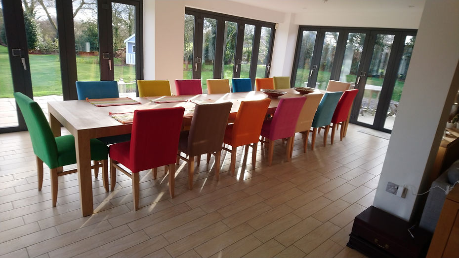 Cleaned colourful dining room chairs