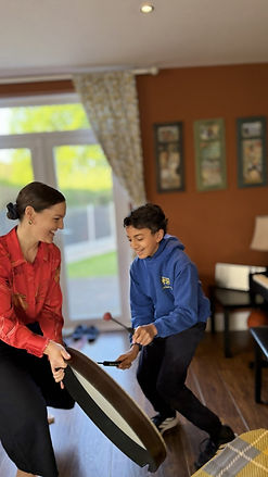 Music therapy with large drum