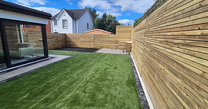 Newly installed lawn with fencing