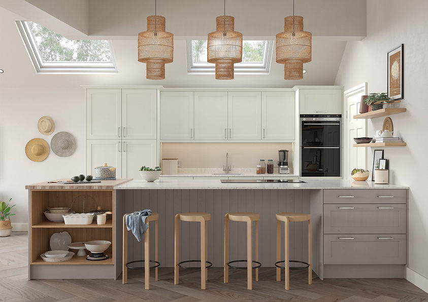 Bright kitchen with skylights
