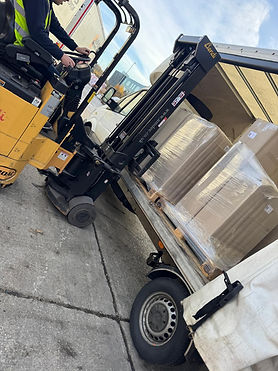 Boxes being transported ready for courier service