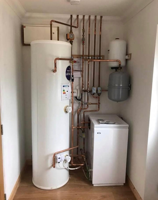Large oil boiler in home