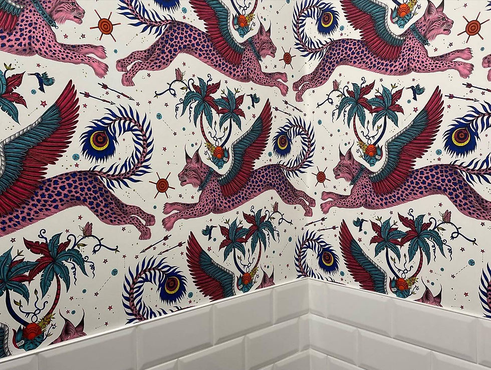 Wall paper with cat with wings design