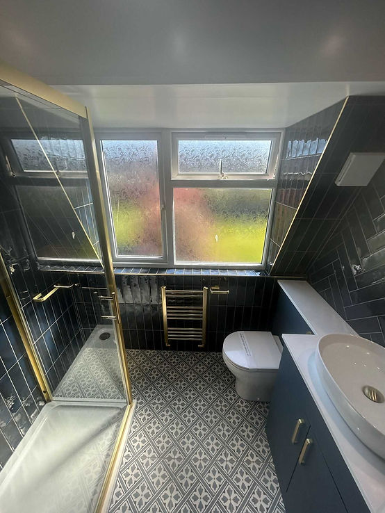 Small bathroom upgrade, modern looking with tiled flooring