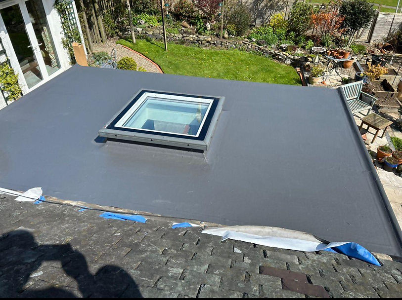 Flat roof with skylight