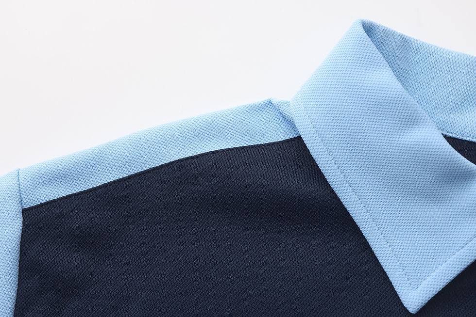 Thumbnail: Custom GREIF Navy & Sky Blue Zip Polo Shirt