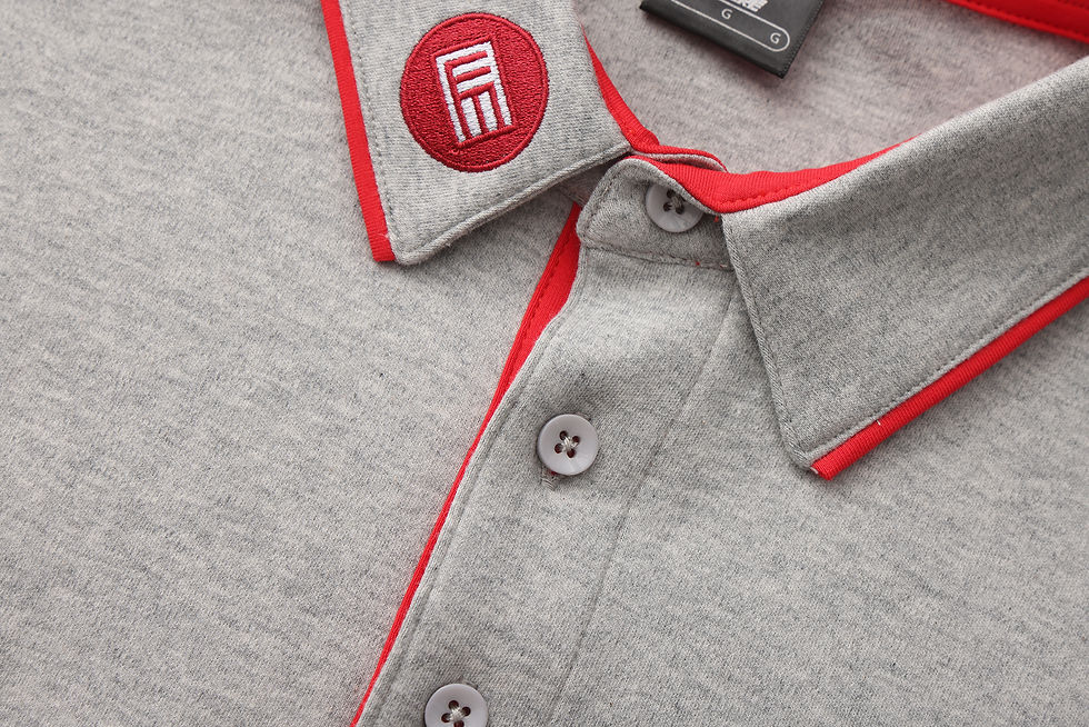 Thumbnail: Wah loon Custom Grey Performance Polo Shirt with Red Accents
