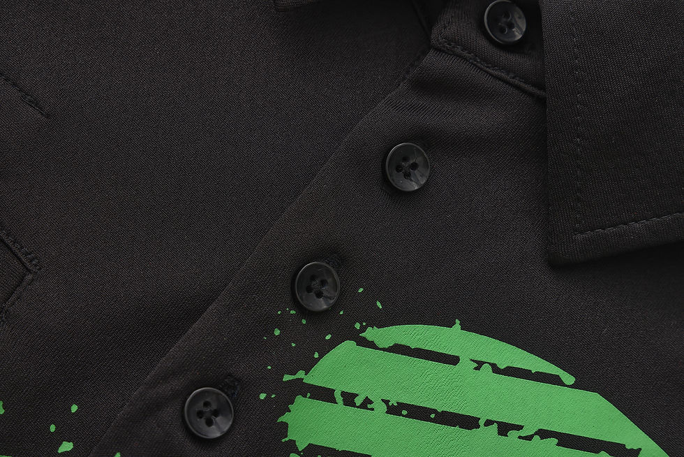 Thumbnail: Custom Black Performance Polo Shirt with Green Graphic