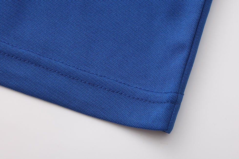 Thumbnail: Two-Tone Blue Stand-Collar Performance Polo Shirt