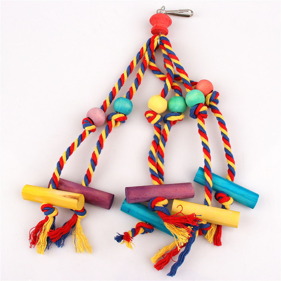Thumbnail: Random Colors Bird Accessories Wood Chewing Toy Birds  Rope Parrot Toys Cage Res