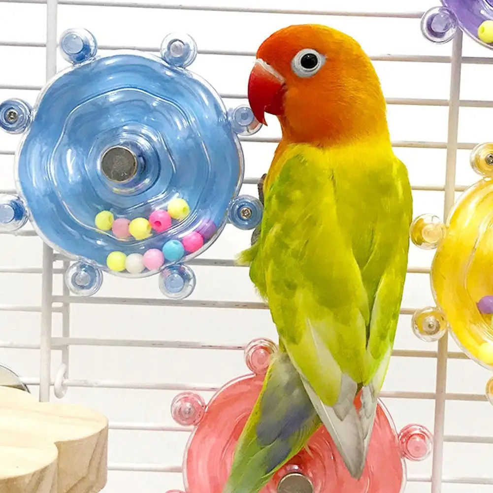 Interactive Parrot Toy Bird Cage Toy for Parrots Rotating Treat Dispenser, for M