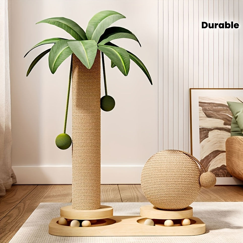 Thumbnail: Coconut Tree Cat Scratching Post & Play Tower, 2-in-1 Sisal & Solid Wood Cat Act