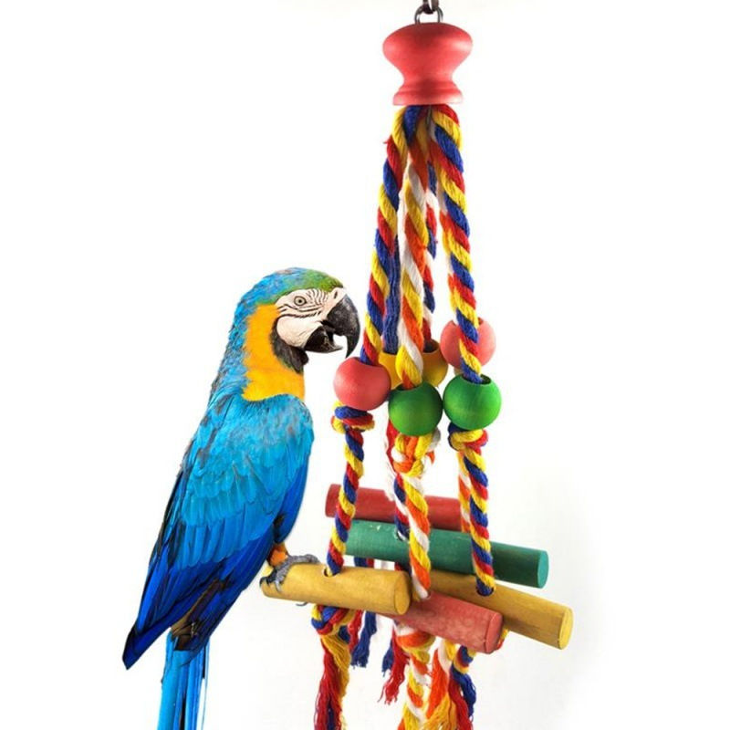 Random Colors Bird Accessories Wood Chewing Toy Birds Rope Parrot Toys Cage Res