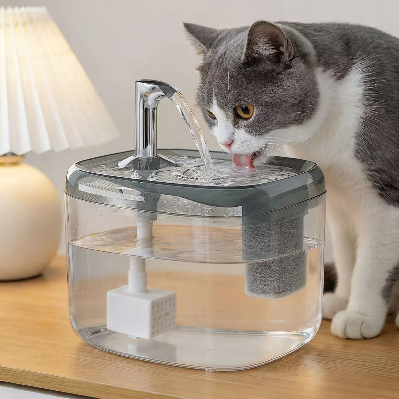 1.5L Automatic Circulating Pet Water Fountain USB Silent Anti-Dry Burn Pump Tran