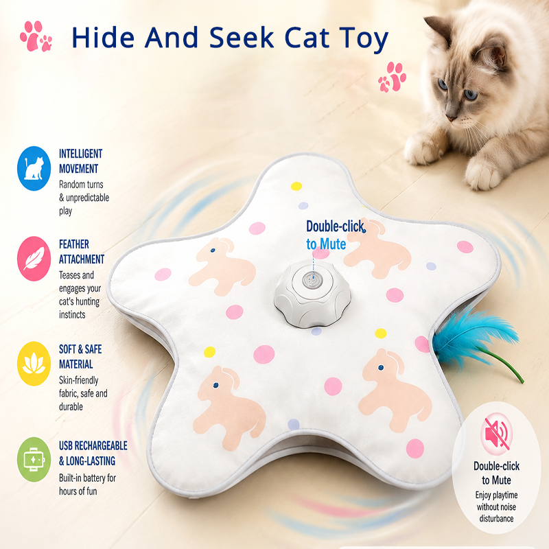 Interactive Hide And Seek Cat Toy Motion Activated Hunting Cat Toy with Bird Sou