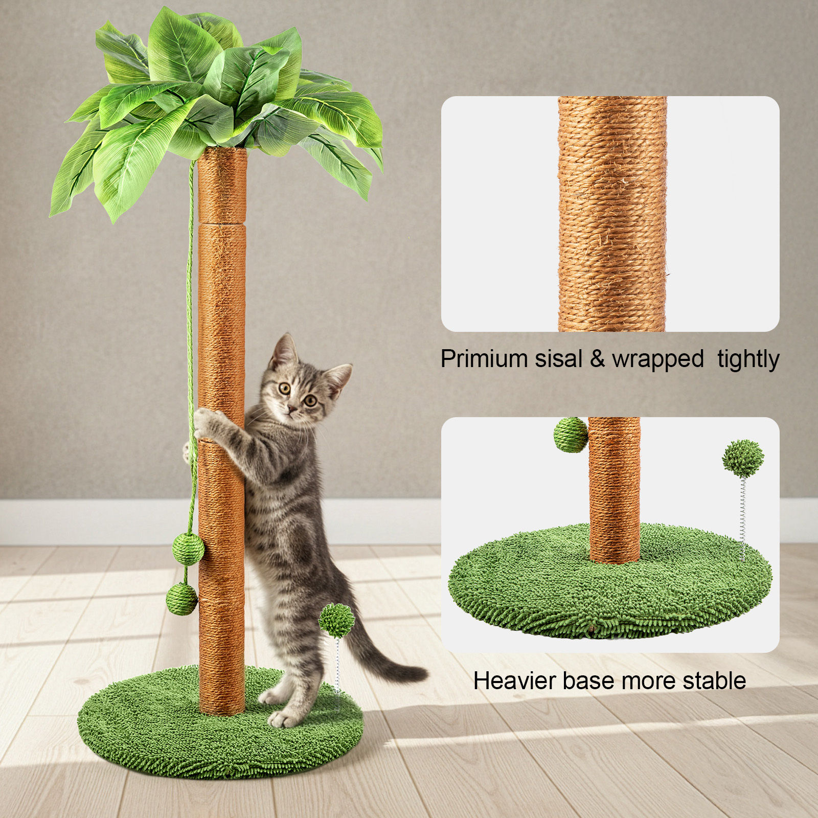 84cm Indoor Cat Scratching Post – Palm Tree–Inspired Design with Premium Nat