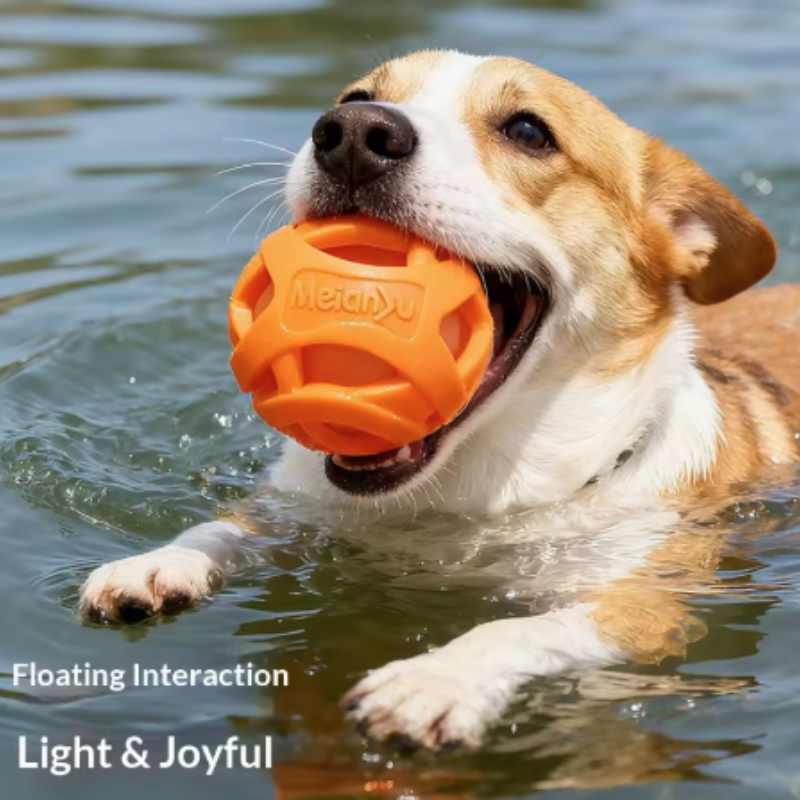 New Durable Hollow Elastic Dog Chew Ball Interactive Teeth Cleaning Molar Toy Fe