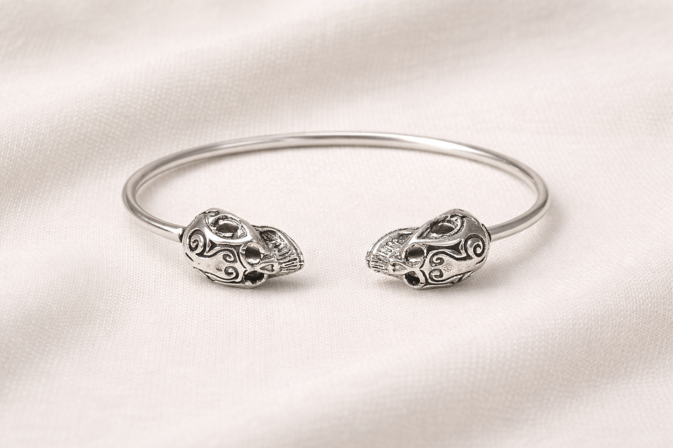 Thumbnail: athizay Women Oxidised Silver Open Cuff Bracelet Gothic-inspired Call:8860010199
