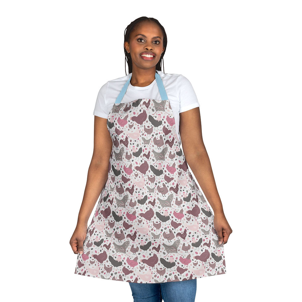 Thumbnail: Charming Chicken Print Apron with 5-Color Straps