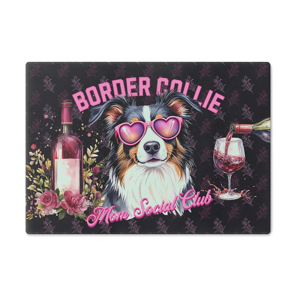 Thumbnail: Border Collie Mom Club Cutting Board - Dog Lover's Kitchen Accessory